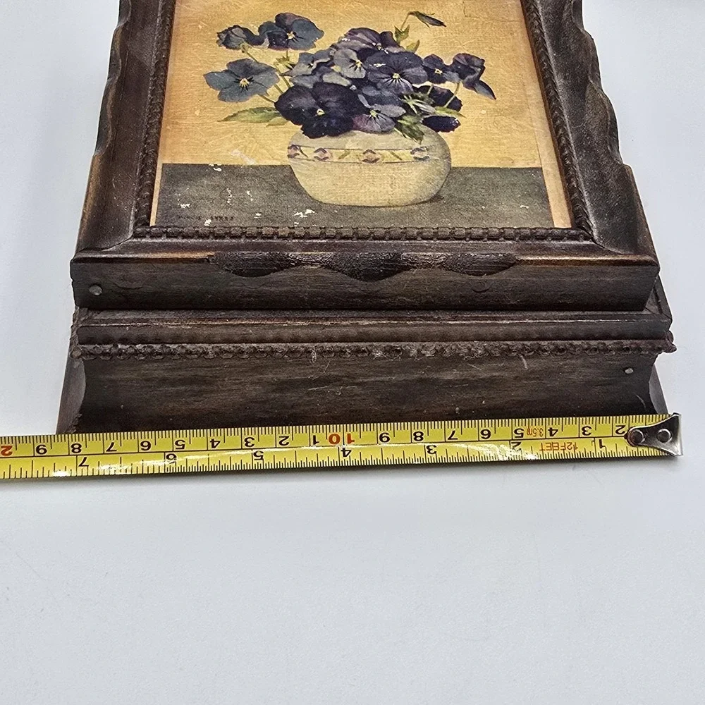 Vtg Antique stunning‎ wooden trinket Jewelry box from the 1920s-1940s Floral